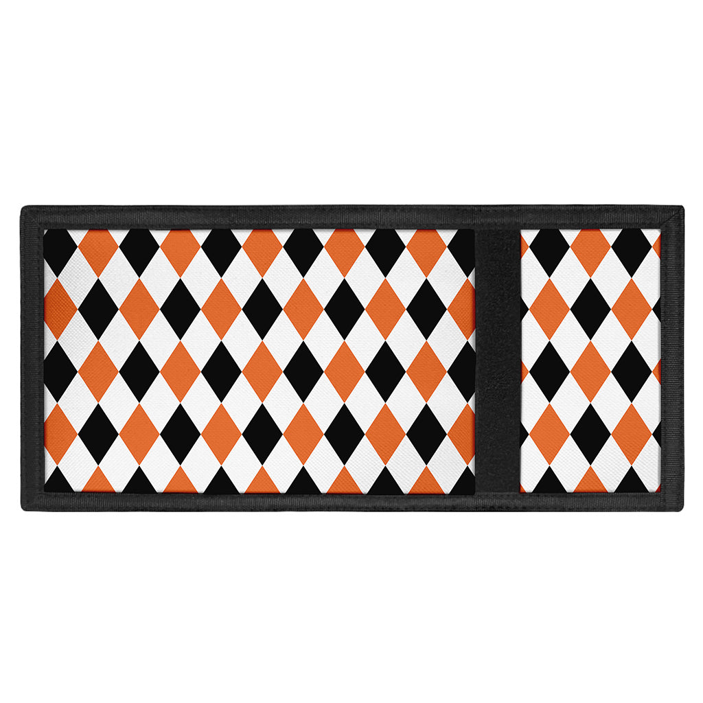 White Black And Orange Harlequin Print Trifold Wallet