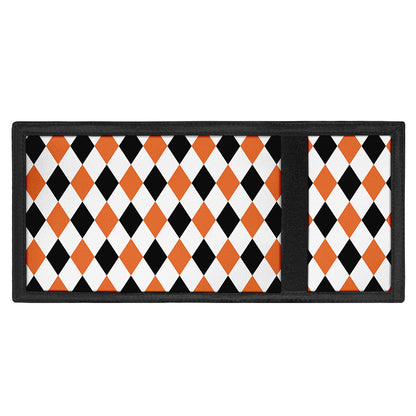 White Black And Orange Harlequin Print Trifold Wallet