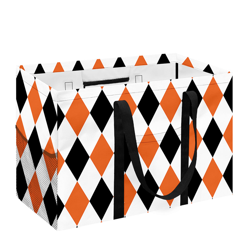 White Black And Orange Harlequin Print Utility Tote Bag