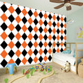 White Black And Orange Harlequin Print Wall Sticker