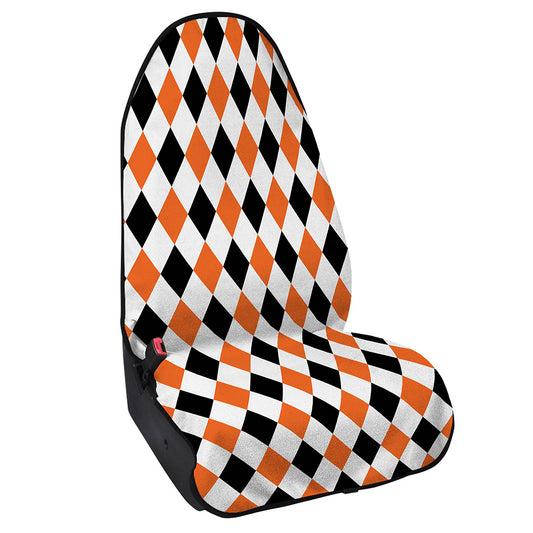 White Black And Orange Harlequin Print Waterproof Car Seat Cover