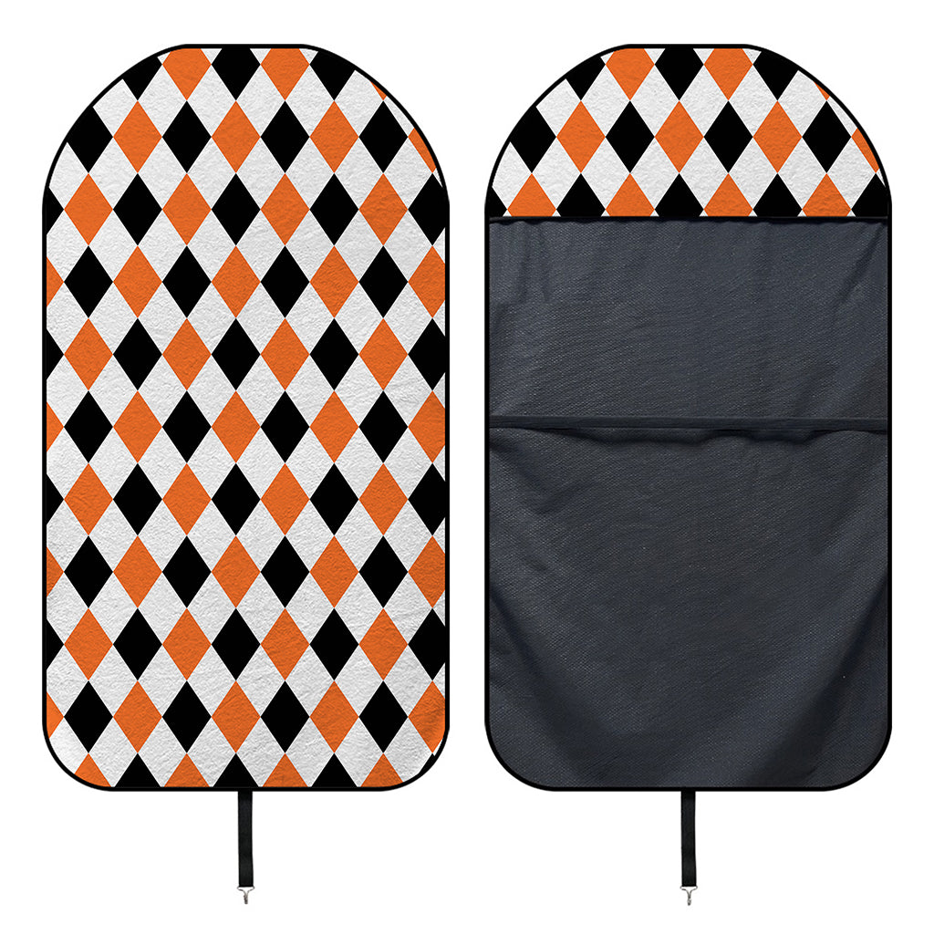 White Black And Orange Harlequin Print Waterproof Car Seat Cover