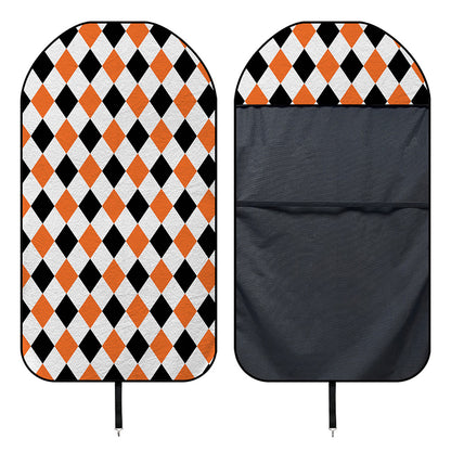 White Black And Orange Harlequin Print Waterproof Car Seat Cover