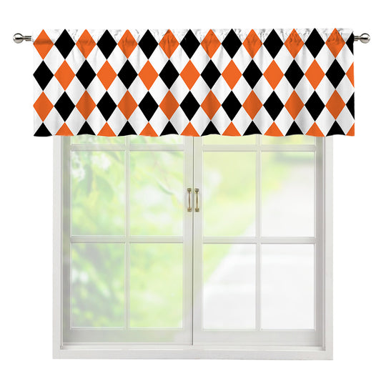 White Black And Orange Harlequin Print Window Valance