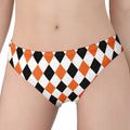 White Black And Orange Harlequin Print Women's Panties