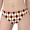 White Black And Orange Harlequin Print Women's Panties