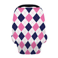 White Blue And Pink Argyle Pattern Print Baby Seat Cover