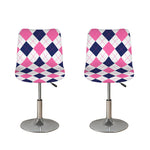 White Blue And Pink Argyle Pattern Print Bar Stool Covers