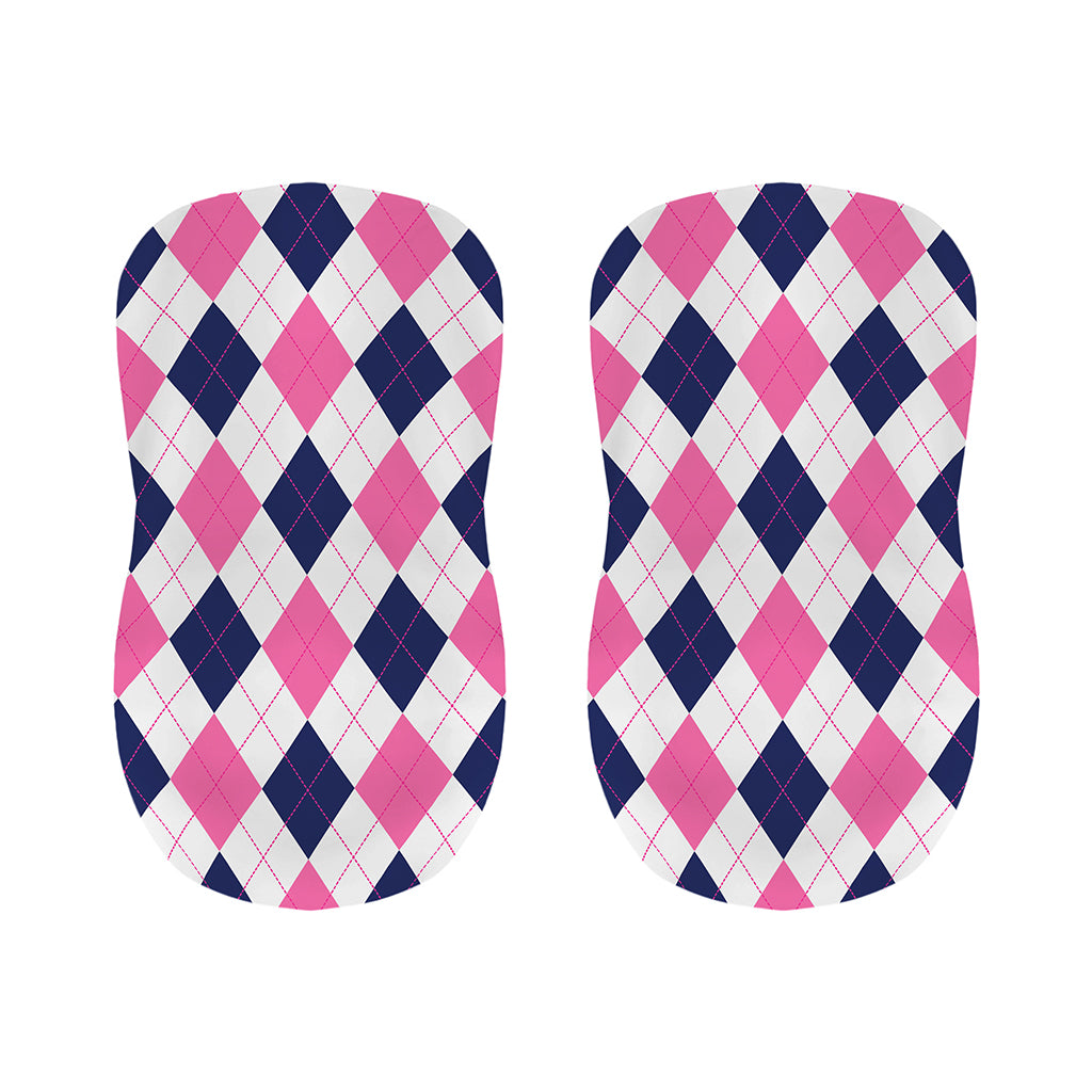White Blue And Pink Argyle Pattern Print Bar Stool Covers