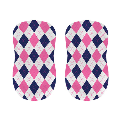 White Blue And Pink Argyle Pattern Print Bar Stool Covers