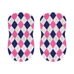 White Blue And Pink Argyle Pattern Print Bar Stool Covers
