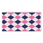 White Blue And Pink Argyle Pattern Print Beach Towel