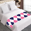 White Blue And Pink Argyle Pattern Print Bed Runner