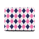 White Blue And Pink Argyle Pattern Print Bifold Wallet