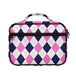 White Blue And Pink Argyle Pattern Print Briefcase Bible Bag