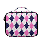 White Blue And Pink Argyle Pattern Print Briefcase Bible Bag