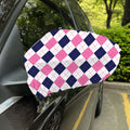 White Blue And Pink Argyle Pattern Print Car Side Mirror Covers