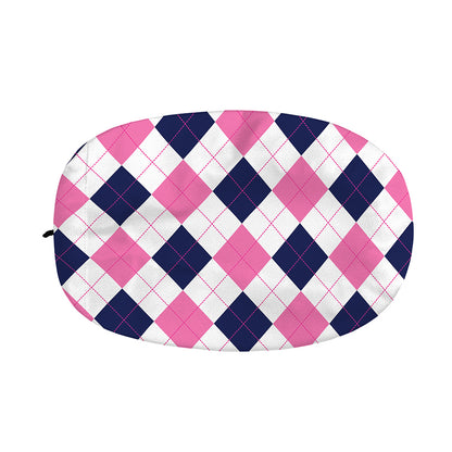 White Blue And Pink Argyle Pattern Print Car Side Mirror Covers