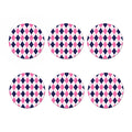 White Blue And Pink Argyle Pattern Print Coaster Set