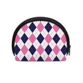 White Blue And Pink Argyle Pattern Print Coin Purse