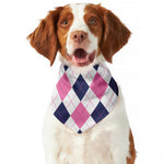 White Blue And Pink Argyle Pattern Print Dog Bandana