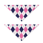 White Blue And Pink Argyle Pattern Print Dog Bandana