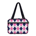 White Blue And Pink Argyle Pattern Print Double Strap Bible Bag