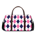 White Blue And Pink Argyle Pattern Print Duffel Bag