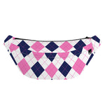 White Blue And Pink Argyle Pattern Print Fanny Pack