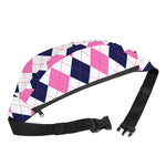 White Blue And Pink Argyle Pattern Print Fanny Pack