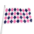 White Blue And Pink Argyle Pattern Print Flag