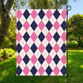 White Blue And Pink Argyle Pattern Print Garden Flag