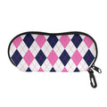 White Blue And Pink Argyle Pattern Print Glasses Case