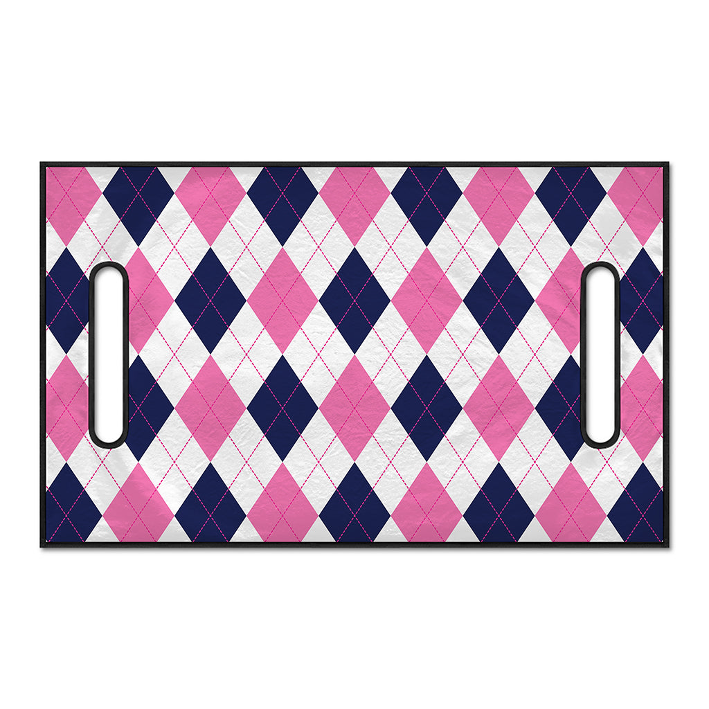 White Blue And Pink Argyle Pattern Print Golf Cart Seat Cover