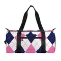 White Blue And Pink Argyle Pattern Print Gym Bag