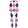 White Blue And Pink Argyle Pattern Print High-Waisted Pocket Leggings