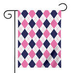 White Blue And Pink Argyle Pattern Print House Flag