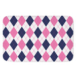 White Blue And Pink Argyle Pattern Print Indoor Door Mat
