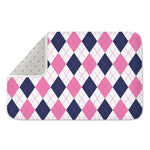 White Blue And Pink Argyle Pattern Print Indoor Door Mat