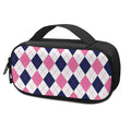 White Blue And Pink Argyle Pattern Print Portable Cooler Travel Case