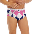 White Blue And Pink Argyle Pattern Print Men's Briefs