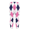 White Blue And Pink Argyle Pattern Print Men's Leggings