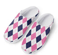 White Blue And Pink Argyle Pattern Print Mesh Casual Shoes