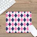 White Blue And Pink Argyle Pattern Print Mouse Pad
