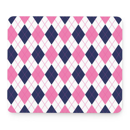 White Blue And Pink Argyle Pattern Print Mouse Pad