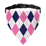 White Blue And Pink Argyle Pattern Print Over The Collar Dog Bandana