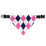 White Blue And Pink Argyle Pattern Print Over The Collar Dog Bandana