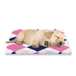 White Blue And Pink Argyle Pattern Print Pet Cooling Mat Cover