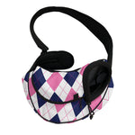 White Blue And Pink Argyle Pattern Print Pet Sling Carrier