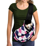 White Blue And Pink Argyle Pattern Print Pet Sling Carrier